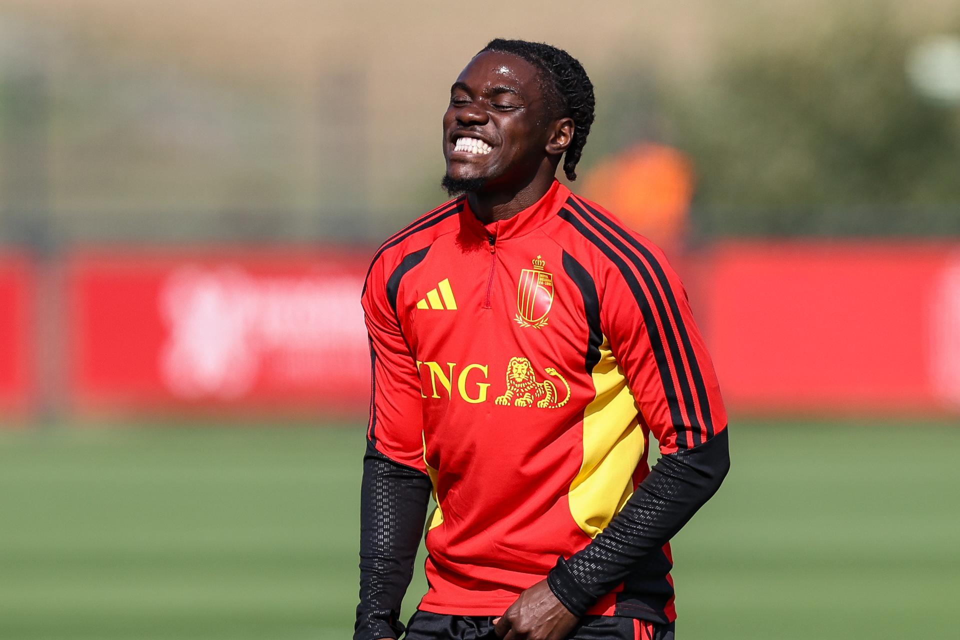 Belgium's Romeo Lavia pictured during a training session of the Red Devils, the Belgian national soccer team, on Sunday 27 September 2026 in Tubize. The team is preparing for the second game of the UEFA Nations League against France on Monday. BELGA PHOTO BRUNO FAHY
