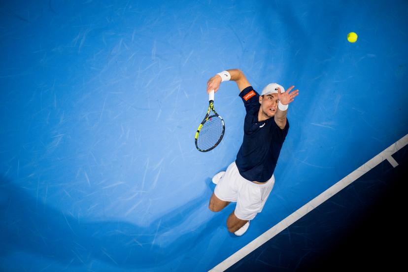 Belgian Raphael Collignon pictured in action during the European Open ATP tennis tournament in Brussels, on Saturday 18 October 2025. This year's edition of the tournament is taking place from 12 to 19 October 2025. BELGA PHOTO JASPER JACOBS