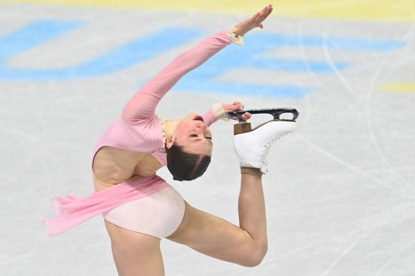 Belgium's Nina Pinzarrone performs during the Women's short program during the 2026 ISU World Figure Skating Championships on March 25, 2026 in Prague.  Michal Cizek / AFP