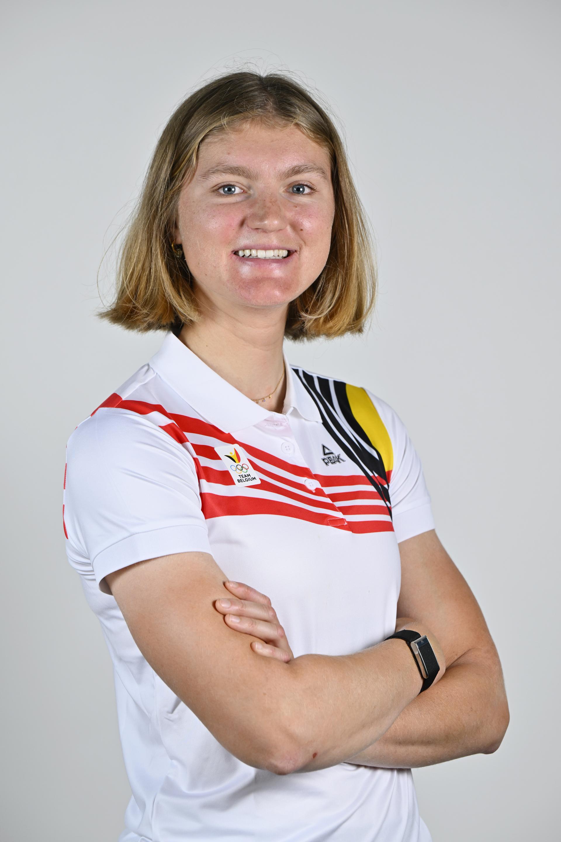 Athlete Maya Cloetens poses for the photographer during the annual training camp of Team Belgium (19-25/05), in Rio Maior, Portugal, Friday 23 May 2025. BELGA PHOTO ERIC LALMAND