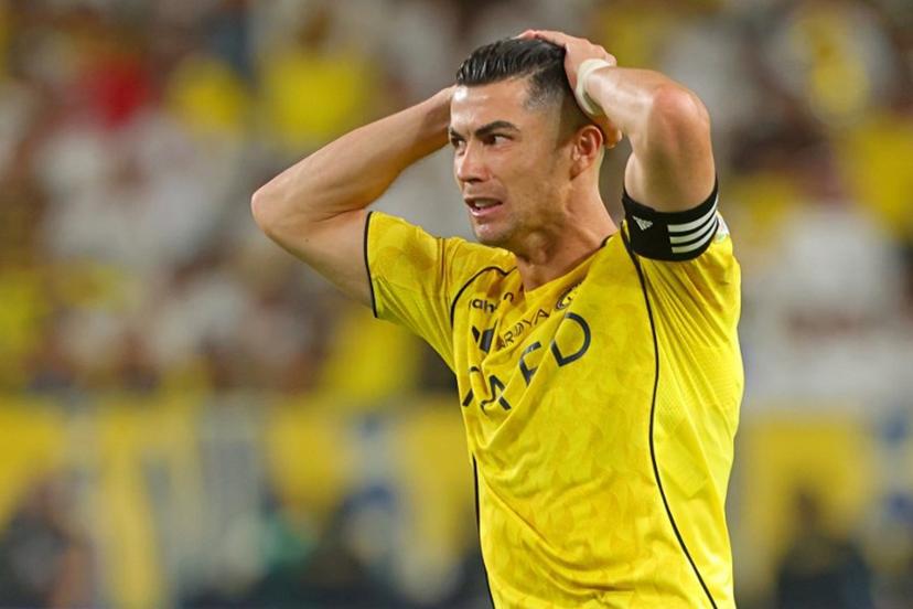 Nassr's Portuguese forward #07 Cristiano Ronaldo reacts after missing a goal during the Saudi Pro League football match between Al-Nassr and Al-Hilal at King Fahd Sports City Stadium in Riyadh on May 12, 2026.  Fayez NURELDINE / AFP