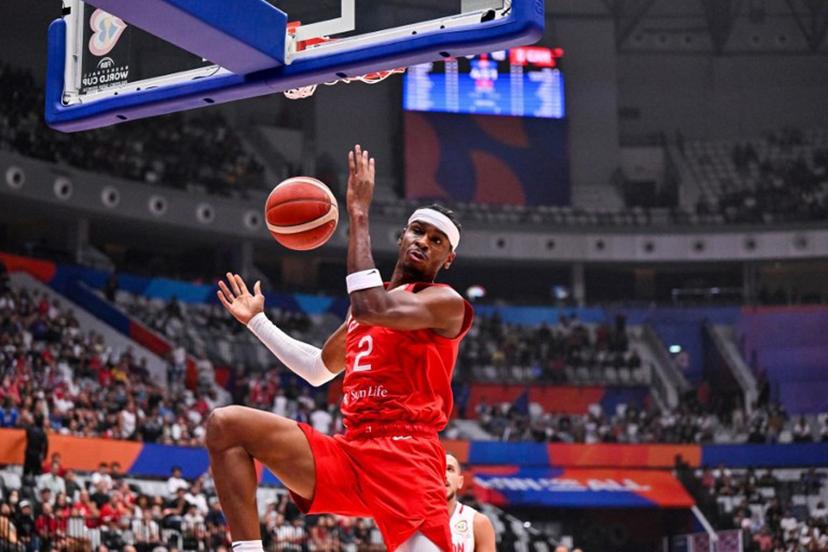 Shai Gilgeous-Alexander of Canada shoots during the FIBA Basketball World Cup group H between Canada and Lebanon at Indonesia Arena in Jakarta on August 27, 2023.  ADEK BERRY / AFP