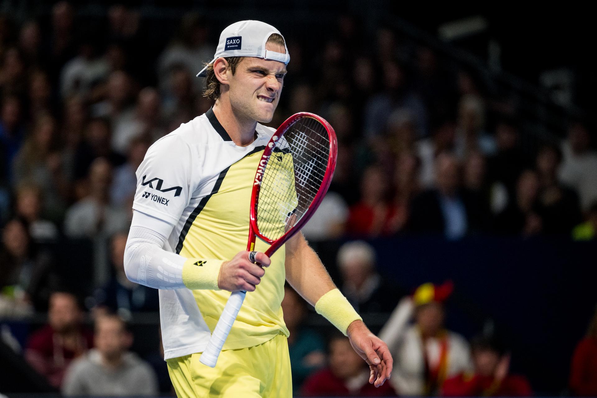 Zizou Bergs of Belgium pictured in action during the European Open ATP tennis tournament in Brussels, on Tuesday 20 October. This year's edition of the tournament is taking place from 17 to 25 October BELGA PHOTO JASPER JACOBS
