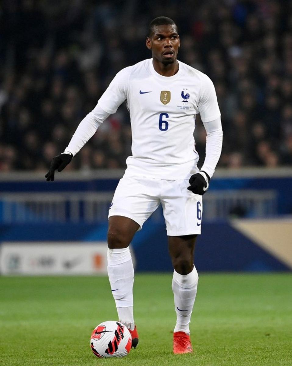 France's mdfielder Paul Pogba controls the ball during the friendly football match between France and South Africa at Pierre-Mauroy stadium in Villeneuve-d'Ascq, near Lille, northern France, on March 29, 2022.  FRANCK FIFE / AFP