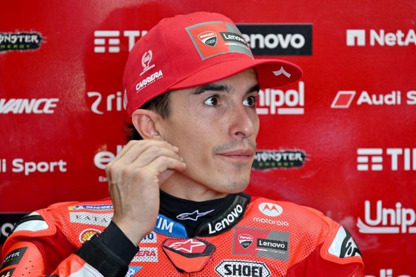 Ducati Lenovo Team's Spanish MotoGP rider Marc Marquez prepares for the free practice ahead of the MotoGP Indonesian Grand Prix at the Mandalika International Circuit in Mandalika, West Nusa Tenggara on October 3, 2025.  SONNY TUMBELAKA / AFP