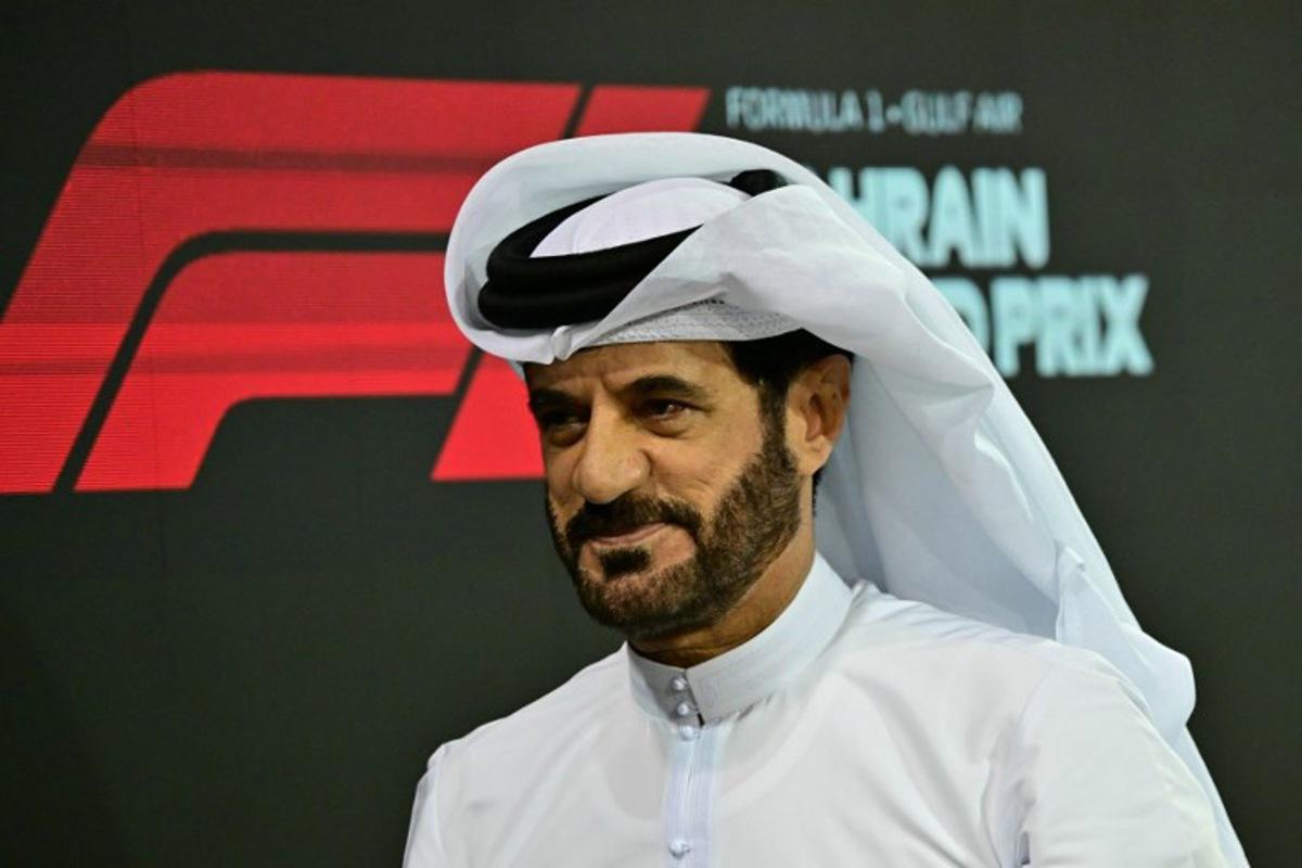 FIA president Mohammed Ben Sulayem smiles after the Bahrain Formula One Grand Prix at the Bahrain International Circuit in Sakhir on April 13, 2025.  Giuseppe CACACE / AFP