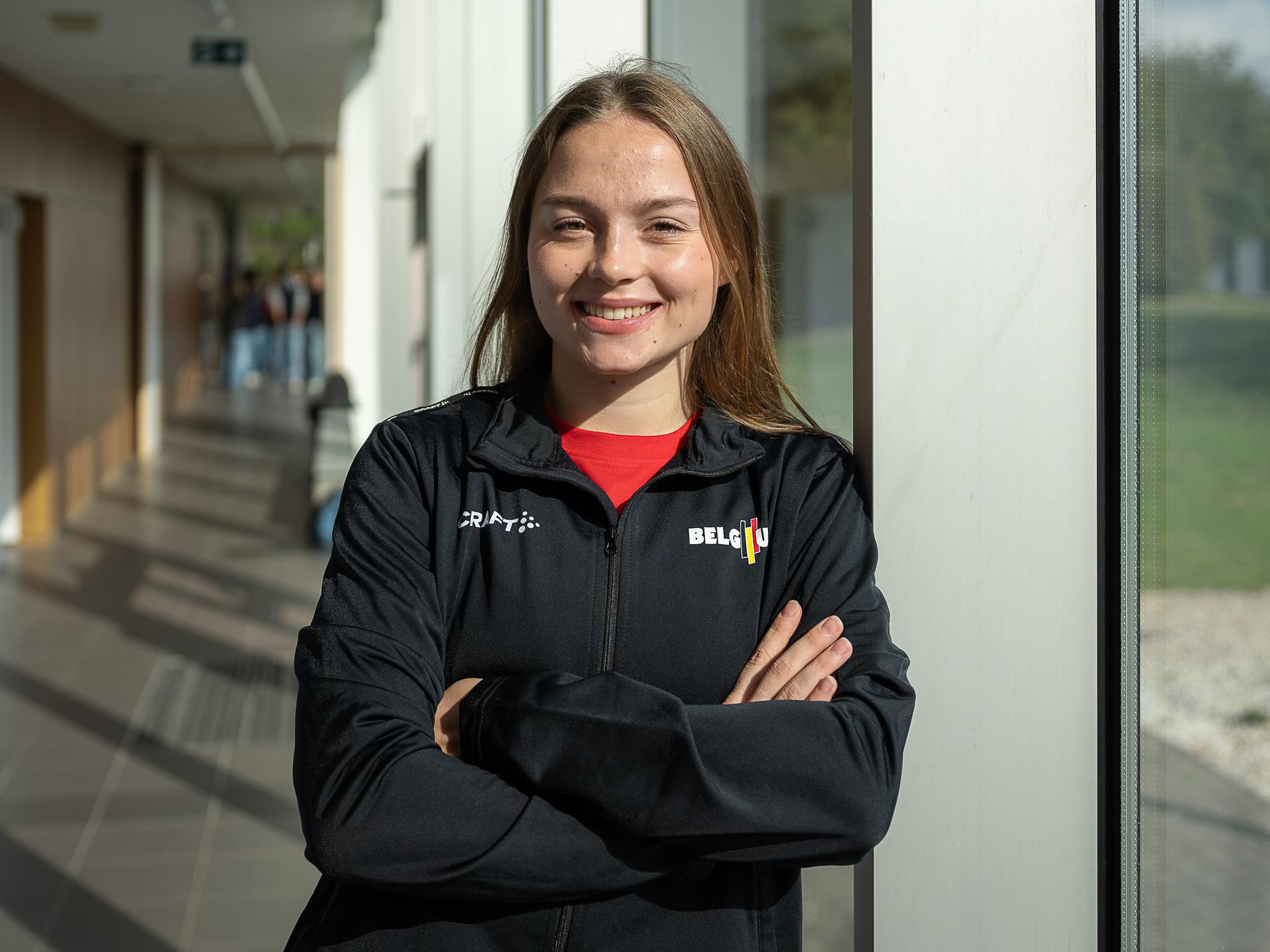 Belgian gymnast Jade Vansteenkiste poses for the photographer during a press conference to announce the Belgian men's and women's teams that will participate in the Artistic Gymnastics World Championships in Jakarta (19-25/10), on Thursday 09 October 2025, in Gent. BELGA PHOTO JAMES ARTHUR GEKIERE