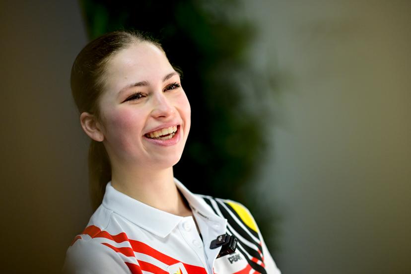 Belgian figure skater Nina Pinzarrone pictured during a press conference of the BOIC/ COIB Belgian Olympic Comitee regarding the Milano Cortina 2026 Winter Olympics, in Brussels, on Tuesday 20 January 2026 in Brussels. BELGA PHOTO DIRK WAEM