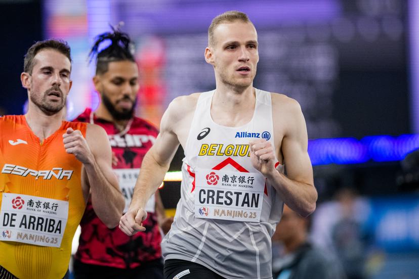 Belgian athlete Eliott Crestan pictured in action during the men's 800m, at the the World Athletics Indoor Championships, in Nanjing, China, Friday 21 March 2025. The championships take place from 21 to 23 March. BELGA PHOTO JASPER JACOBS