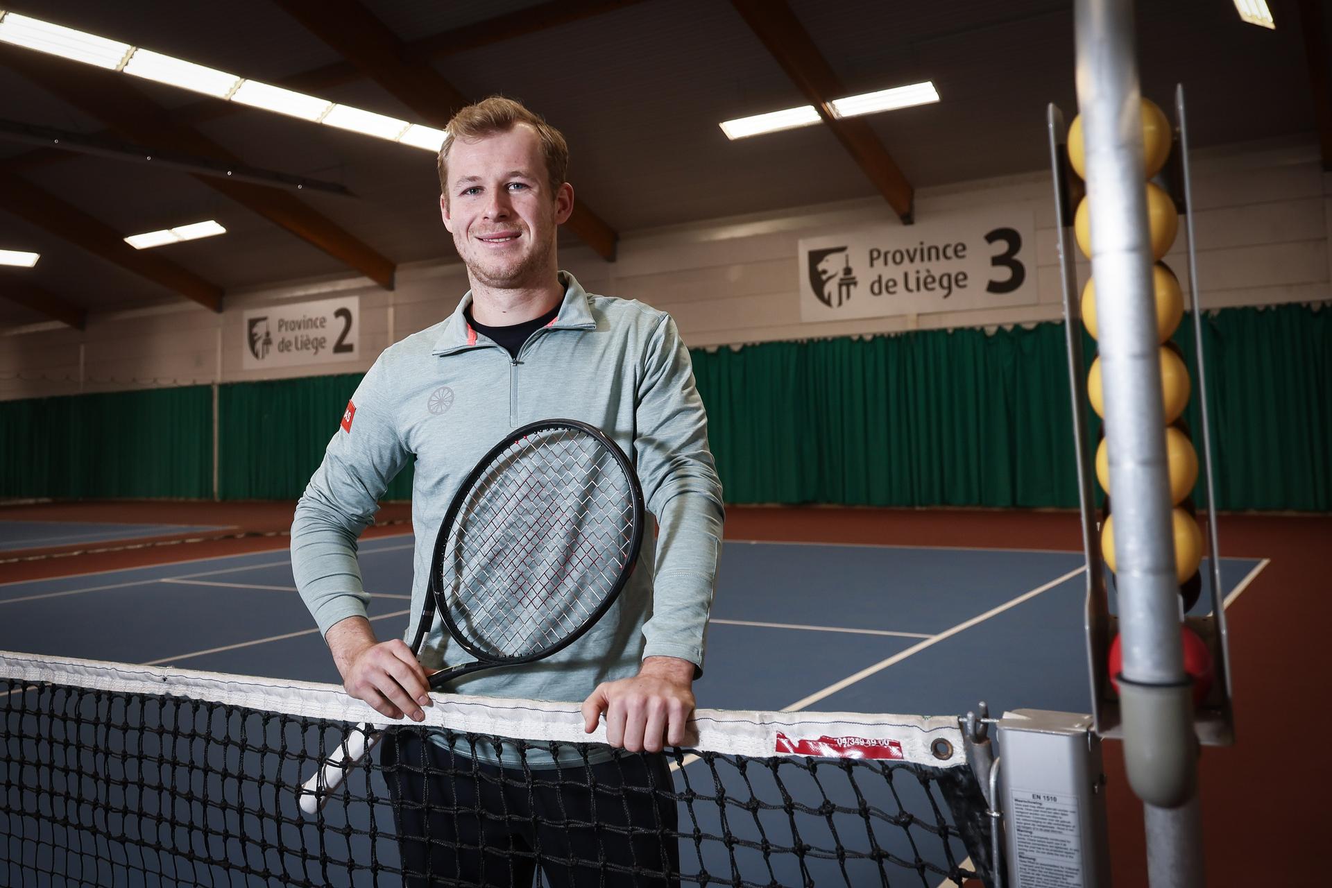 Belgian tennis player Gauthier Onclin poses for the photographer at a press conference of Tennis Padel Pickleball Wallonie-Bruxelles, in Huy, on Friday 19 December 2025. BELGA PHOTO BRUNO FAHY