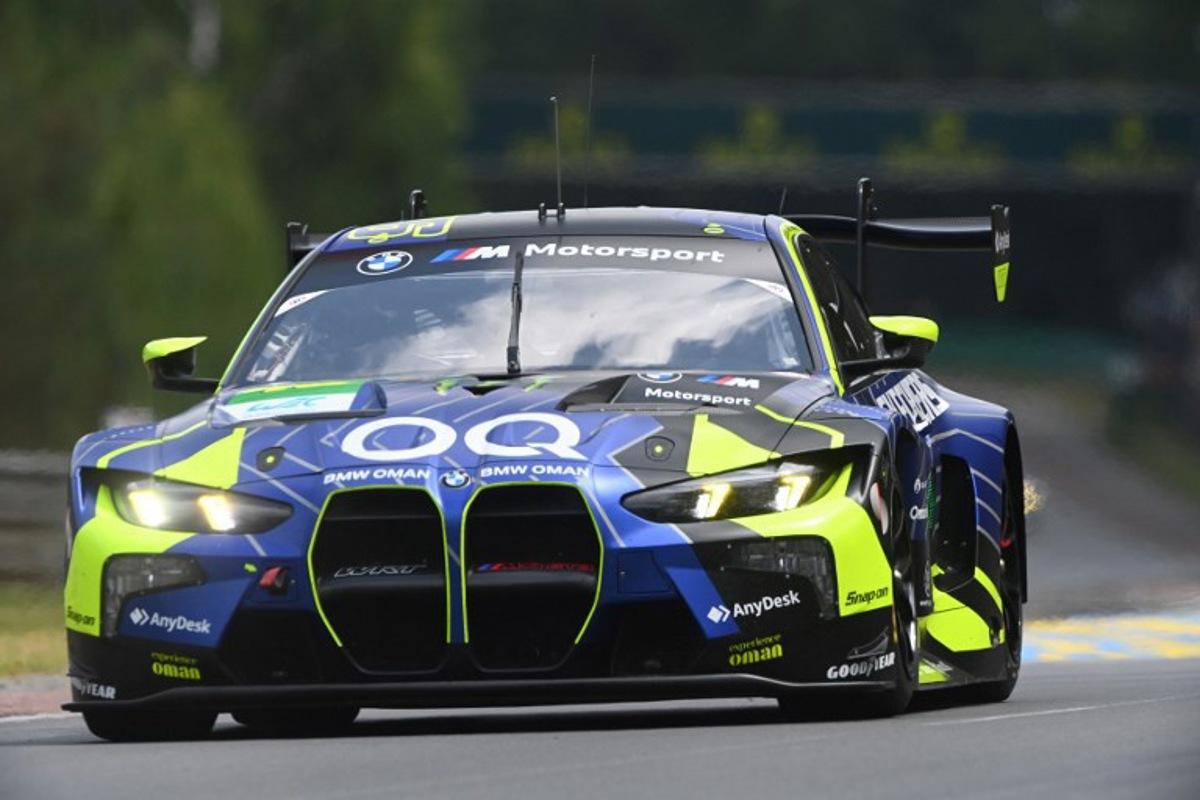 Italian former Moto GP champion Valentino Rossi steers his BMW WEC #46 during the third free practice session for the 2025 Le Mans 24 hour endurance race at the Le Mans circuit, in northwestern France, on June 12, 2025.  JEAN-FRANCOIS MONIER / AFP