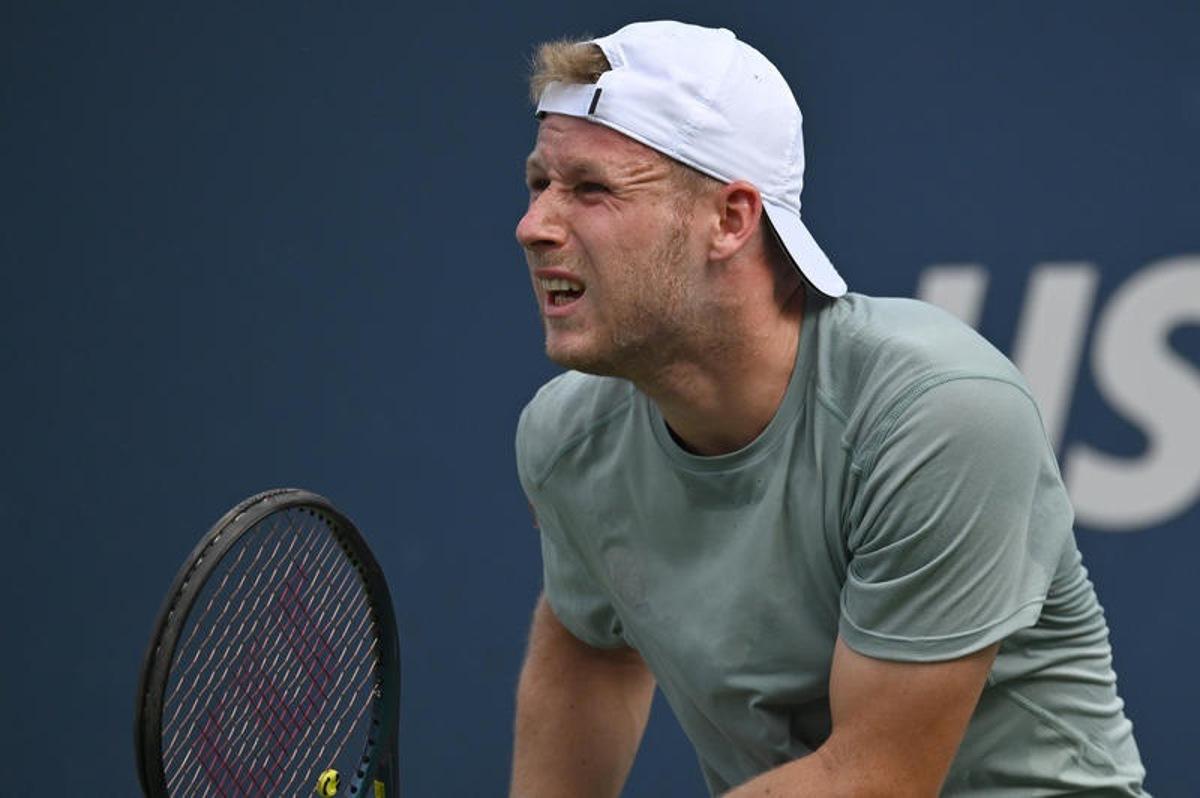 Gauthier Onclin of Belgium plays against Nikoloz Basilashvili of Georgia during the Men's Qualifying Singles Round 1 of the 2025 US Open tournament, at the USTA Billie Jean King National Tennis Center in Flushing Meadow-Corona Park, in the Queens borough of New York, NY, August 18, 2025. (Photo by Anthony Behar/SipaUSA)