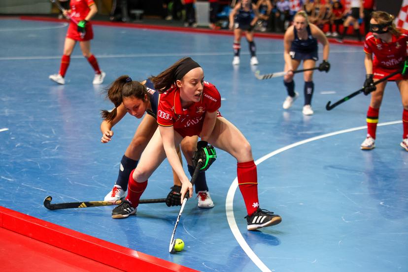 World Indoor Hockey Championship match between Belgium and USA in the Zatika hall on February 08. 2025 in Porec, Croatia. Marie Ronquetti Photo: Srecko Niketic/PIXSELL BENELUX ONLY