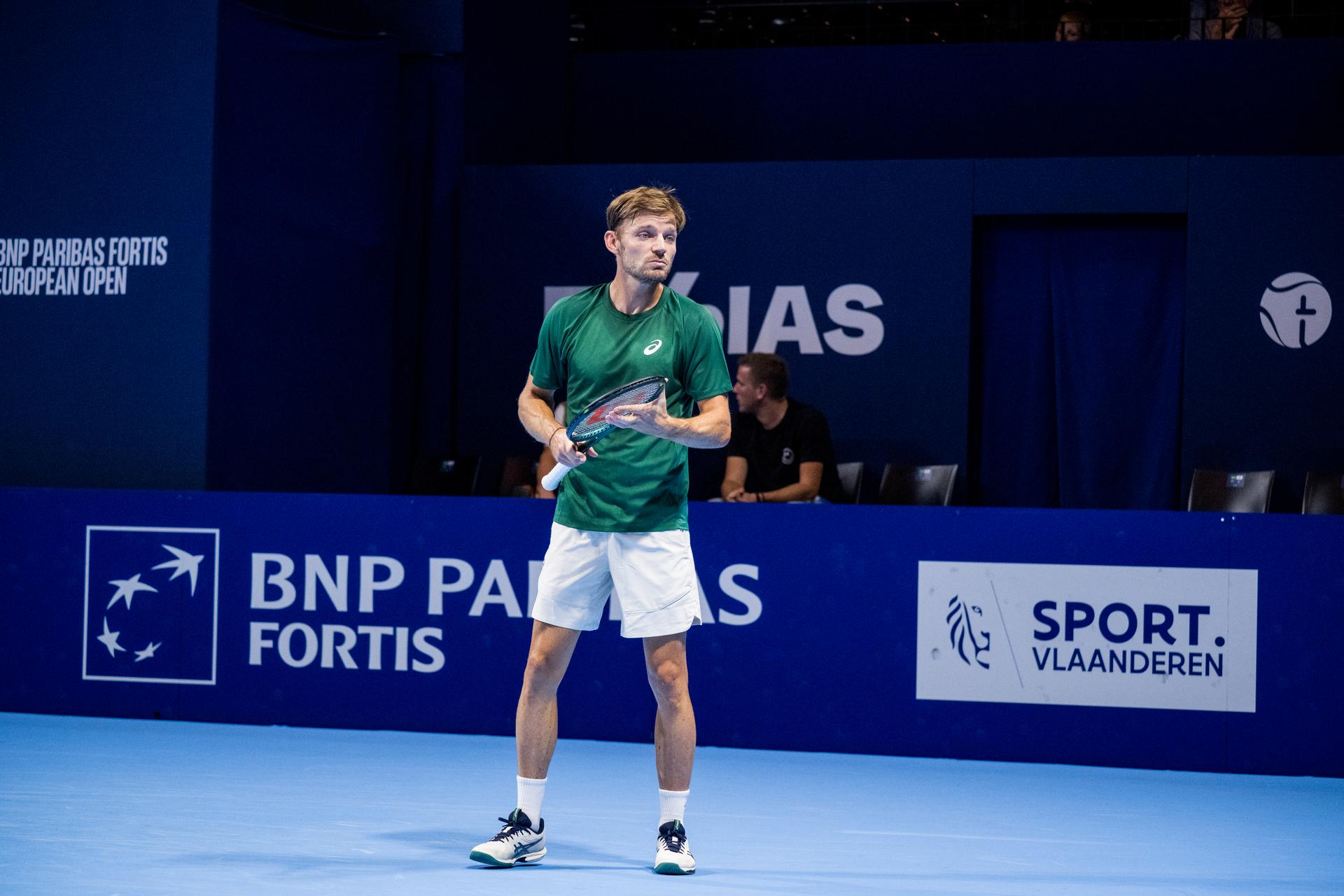 Belgian David Goffin pictured in action during the European Open ATP tennis tournament in Brussels, on Tuesday 14 October 2025. This year's edition of the tournament is taking place from 12 to 19 October 2025. BELGA PHOTO JASPER JACOBS