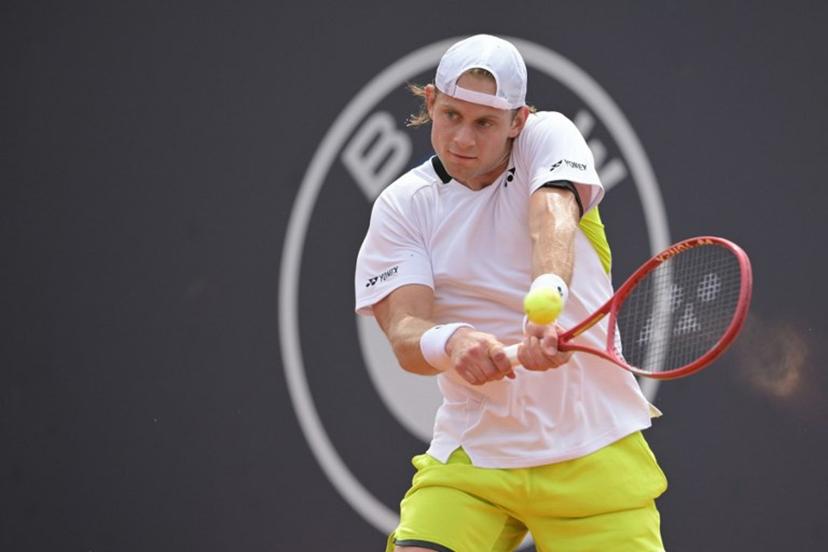 Belgium's Zizou Bergs returns the ball to France's Terence Atman during the ATP Rome Open tennis tournament at Foro Italico in Rome on May 7, 2026.   Tiziana FABI / AFP