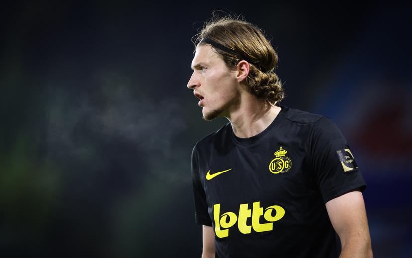 Union's Fedde Leysen pictured during a soccer game between Royale Union Saint-Gilloise and SV Zulte Waregem, in the 1/8 final of the Croky Cup Belgian cup, Wednesday 03 December 2025 in Brussels. BELGA PHOTO VIRGINIE LEFOUR