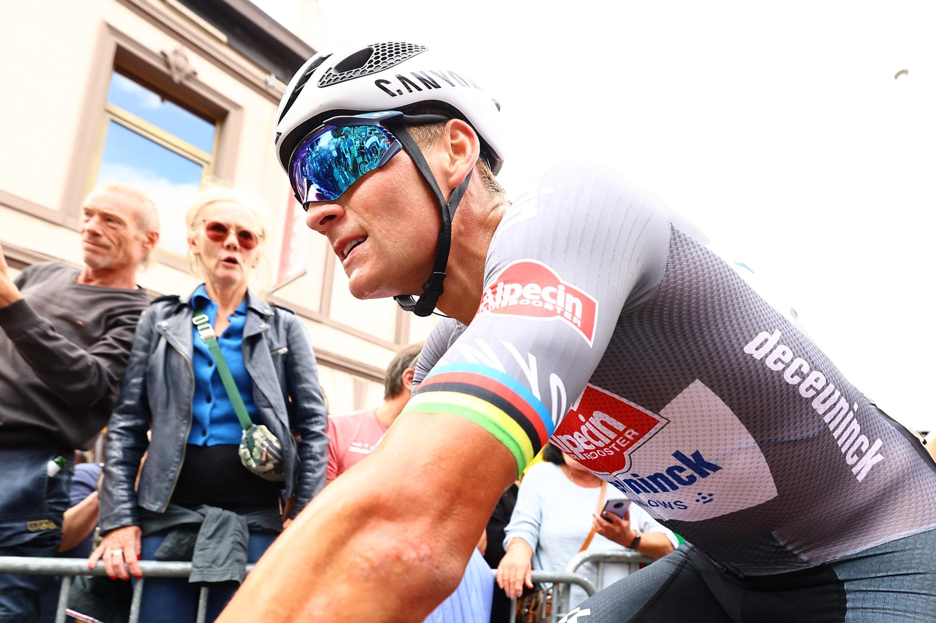 Dutch Mathieu van der Poel of Alpecin-Deceuninck pictured after winning the third stage of the 'Renewi Tour' multi-stage cycling race, from Aalter to Geraardsbergen (179,9 km) on Friday 22 August 2025. The five-day race takes place in Belgium and the Netherlands.  BELGA PHOTO DAVID PINTENS