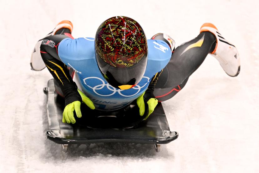 Belgian skeleton athlete Kim Meylemans pictured after the fourth and last run of the women's Skeleton event at the Beijing 2022 Winter Olympics in Beijing, China, Saturday 12 February 2022. The winter Olympics are taking place from 4 February to 20 February 2022. BELGA PHOTO LAURIE DIEFFEMBACQ