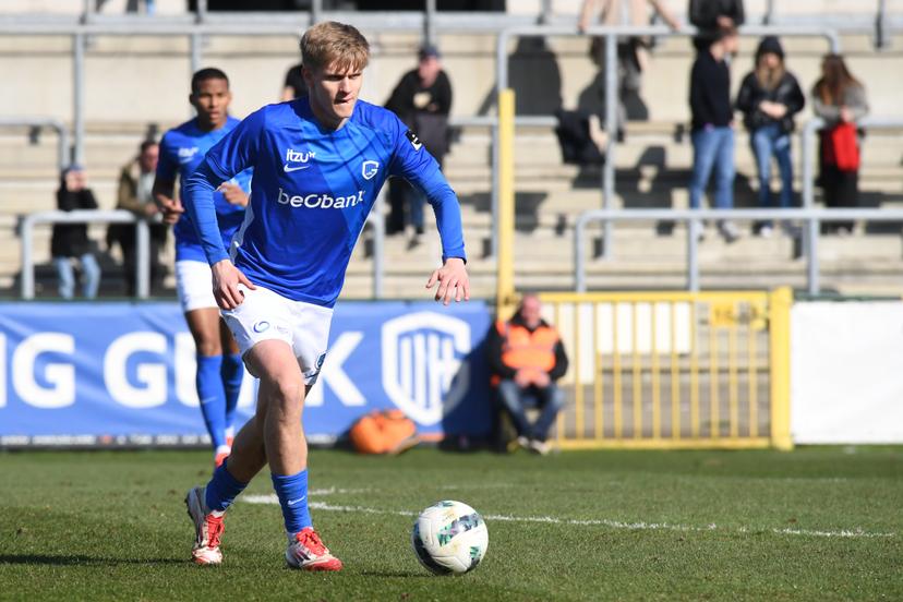 Genk's Martin Wasinski pictured in action during a soccer match between Jong Genk and Lokeren-Temse, in Genk, on day 24 of the 2024-2025 'Challenger Pro League' 1B second division of the Belgian championship, Sunday 02 March 2025. BELGA PHOTO JILL DELSAUX