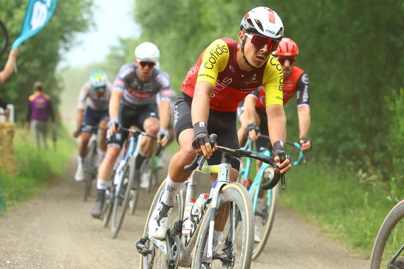 Belgian Aime De Gendt of Cofidis pictured in action during the 'Antwerp Port Epic men's elite one day cycling race, 182 km in and around Antwerp, second race (2/8) in the Lotto Belgium Cup, Monday 09 June 2025.  BELGA PHOTO DAVID PINTENS
