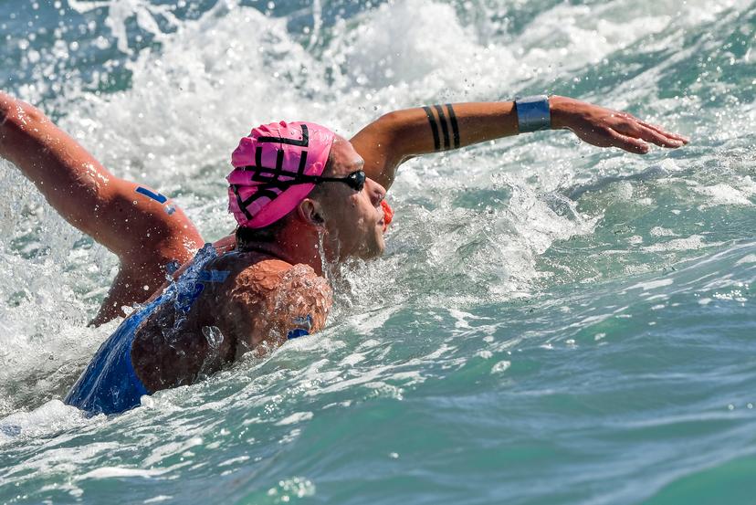 Belgian Logan Vanhuys and pictured in action during the men's 10km open water at the swimming European championships in Rome, Italy, Sunday 21 August 2022. The European Swimming Championships 2022 take place from 11 to 21 August. BELGA PHOTO NIKOLA KRSTIC