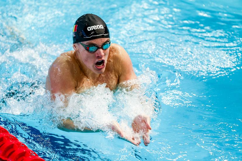 Belgian Simon Laviolette pictured in action during the men's 400m Individual Medley the European Aquatics Short Course Swimming Championships in Lublin, Poland, on Sunday 07 December 2025. BELGA PHOTO NIKOLA KRSTIC