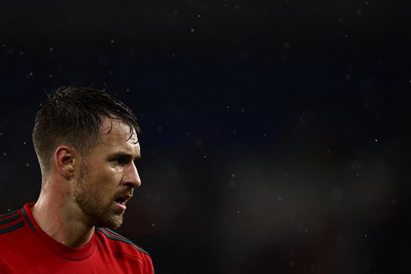 Wales' midfielder #10 Aaron Ramsey reacts during the UEFA Nations League League B Group 4 football match between Wales and Turkey, at Cardiff City Stadium, in Wales, on September 6, 2024.  HENRY NICHOLLS / AFP