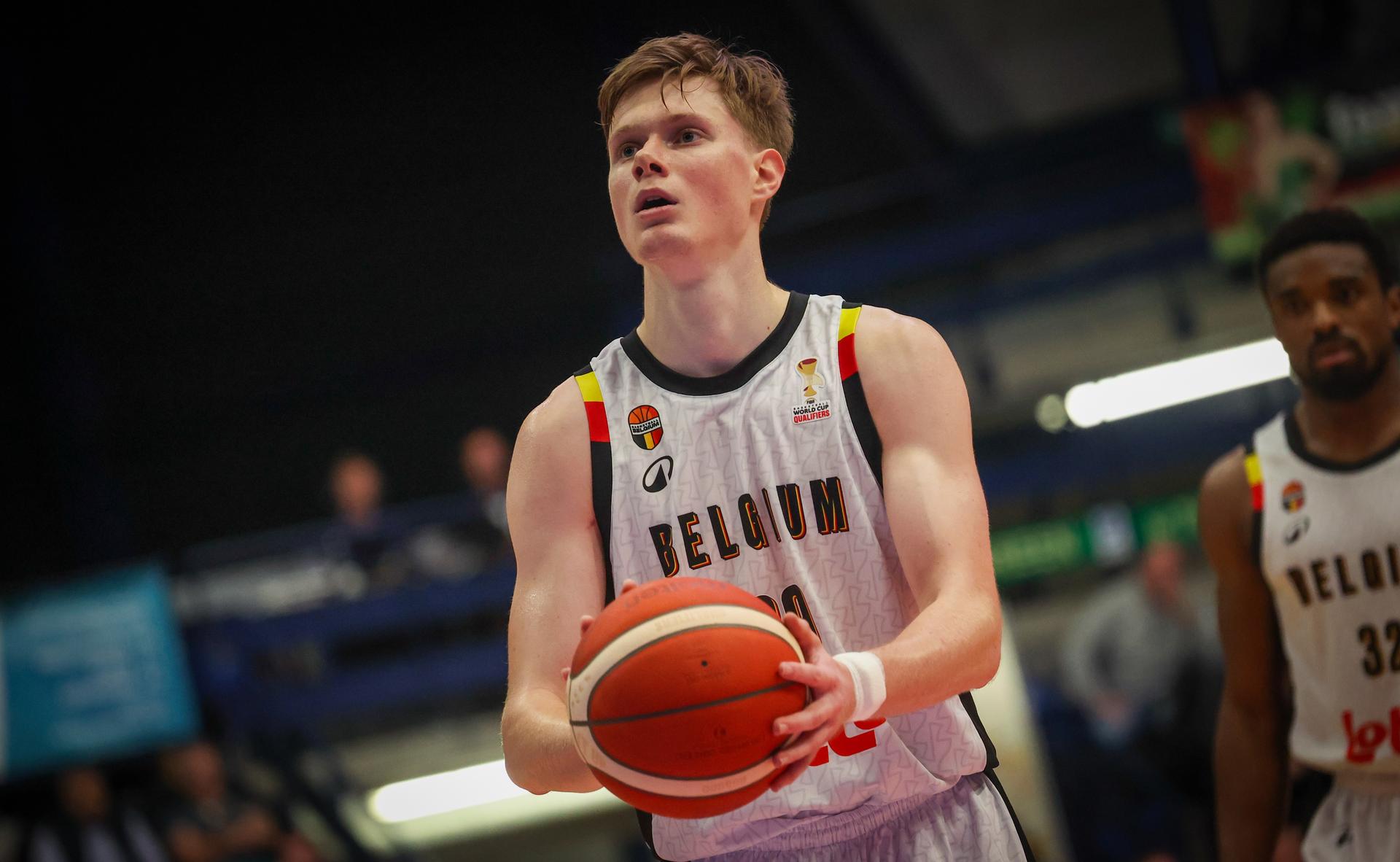 Belgium's Siebe Ledegen pictured during a basketball match between Belgian national team Belgian Lions and Hungary, Monday 01 December 2025 in Mons, qualifier 2/6 for the men's 2027 FIBA World Championships. BELGA PHOTO VIRGINIE LEFOUR