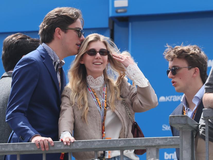 Prince Aymeric and his girlfriend Gersende Binet pictured at the Grand Prix F1 of Belgium race, in Spa-Francorchamps, Sunday 19 July 2026. The Spa-Francorchamps Formula One Grand Prix takes place this weekend, from July 17th to July 19th. BELGA PHOTO BENOIT DOPPAGNE