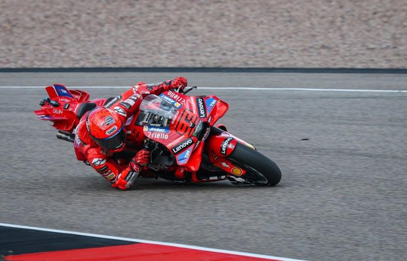 Ducati Lenovo Team's Spanish MotoGP rider Marc Marquez steers his bike during the race of the MotoGP German motorcycle Grand Prix at the Sachsenring racing circuit, in Hohenstein-Ernstthal near Chemnitz, eastern Germany on July 13, 2025.  Ronny Hartmann / AFP