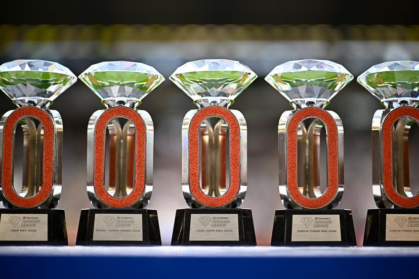 Trophies pictured at the 50th edition of the Memorial Van Damme Diamond League athletics event in Brussels, Friday 4 September 2026.  BELGA PHOTO JASPER JACOBS