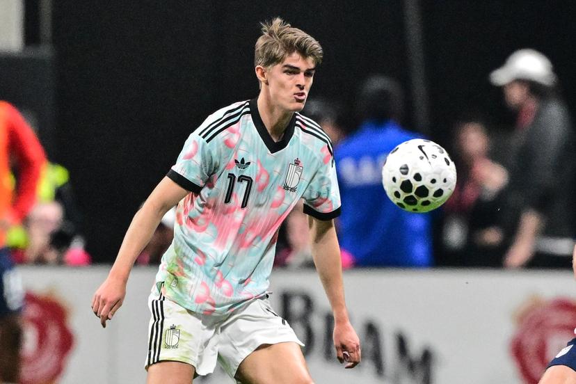 Belgium's Charles De Ketelaere pictured in action during a friendly soccer game between the United States national team and Belgian national soccer team Red Devils in Atlanta, on Saturday 28 March 2026, in preparation for the 2026 World Cup. BELGA PHOTO DIRK WAEM