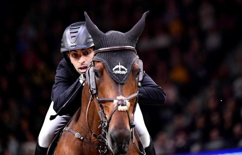 Abdel Said of Egypt on his horse Jumpy van de Hermitage performs during the FEI World Cup final 3 show jumping event at the Gothenburg Horse Show in Scandinavium Arena on April 7, 2019.  Bjorn LARSSON ROSVALL / TT News Agency / AFP Sweden OUT

