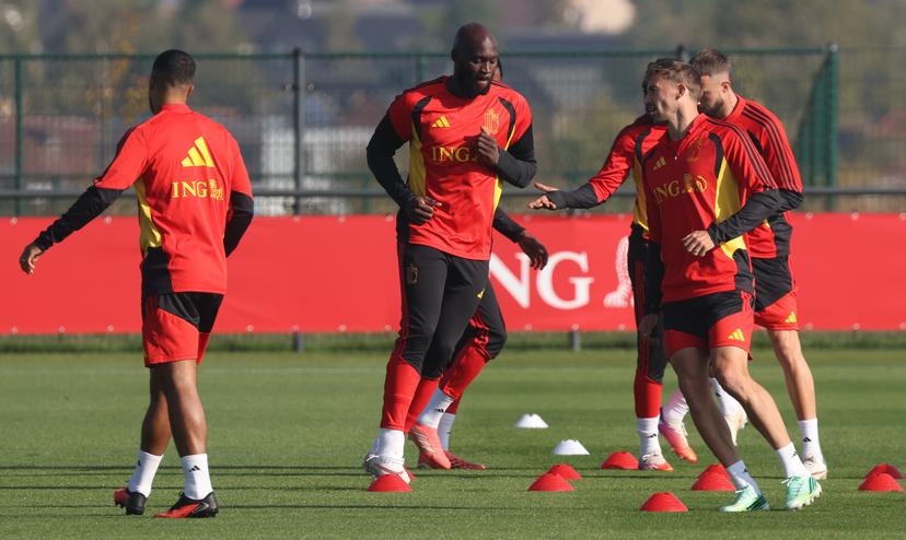 Belgium's Romelu Lukaku pictured during a training session of the Red Devils, the Belgian national soccer team, at the national training center in Tubize, Sunday 4 October 2026. The team is preparing for their game against France on Monday, their fourth game in the UEFA Nations League competition. BELGA PHOTO VIRGINIE LEFOUR