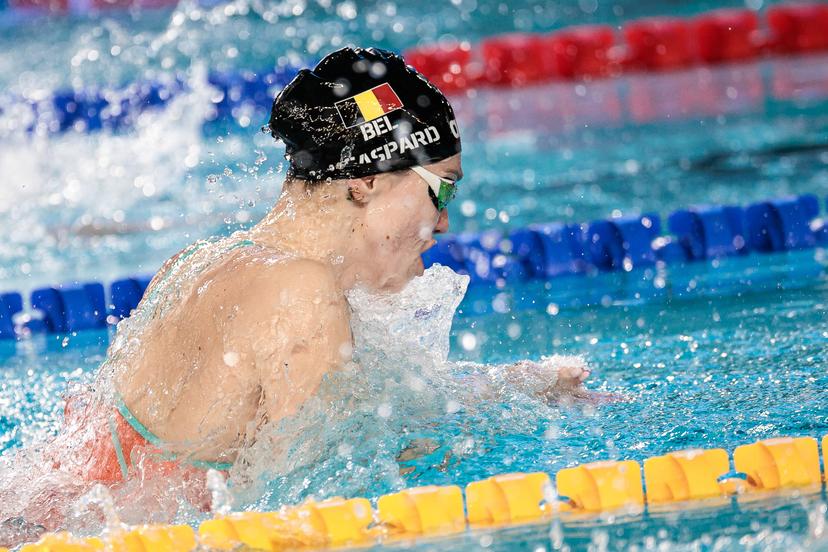 Florine Gaspard of Belgium during the Women's 50m Breaststroke Final at the European Aquatics Short Course Swimming Championships in Lublin, Poland, on Sunday 07 December 2025. BELGA PHOTO NIKOLA KRSTIC