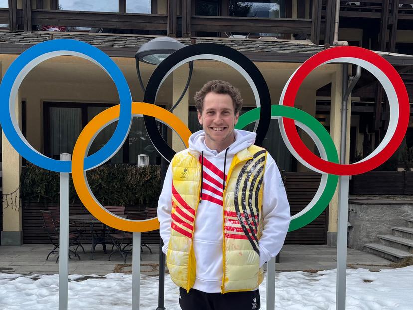 ATTENTION EDITORS - HANDOUT PICTURES - EDITORIAL USE ONLY - MANDATORY CREDIT BOIC-COIB    -      Handout pictures released on Thursday 12 February 2026, by the Belgian International and Olympic Committee shows Belgian skier Sam Maes posing for portrait in Bormio, at the Milano Cortina 2026 Olympic Winter Games.  *** Belga and Belga Editorial Board decline all responsibility regarding the content of this picture. *** PHOTO MELINEE DE VARTAVAN - HAND OUT  BOIC-COIB
