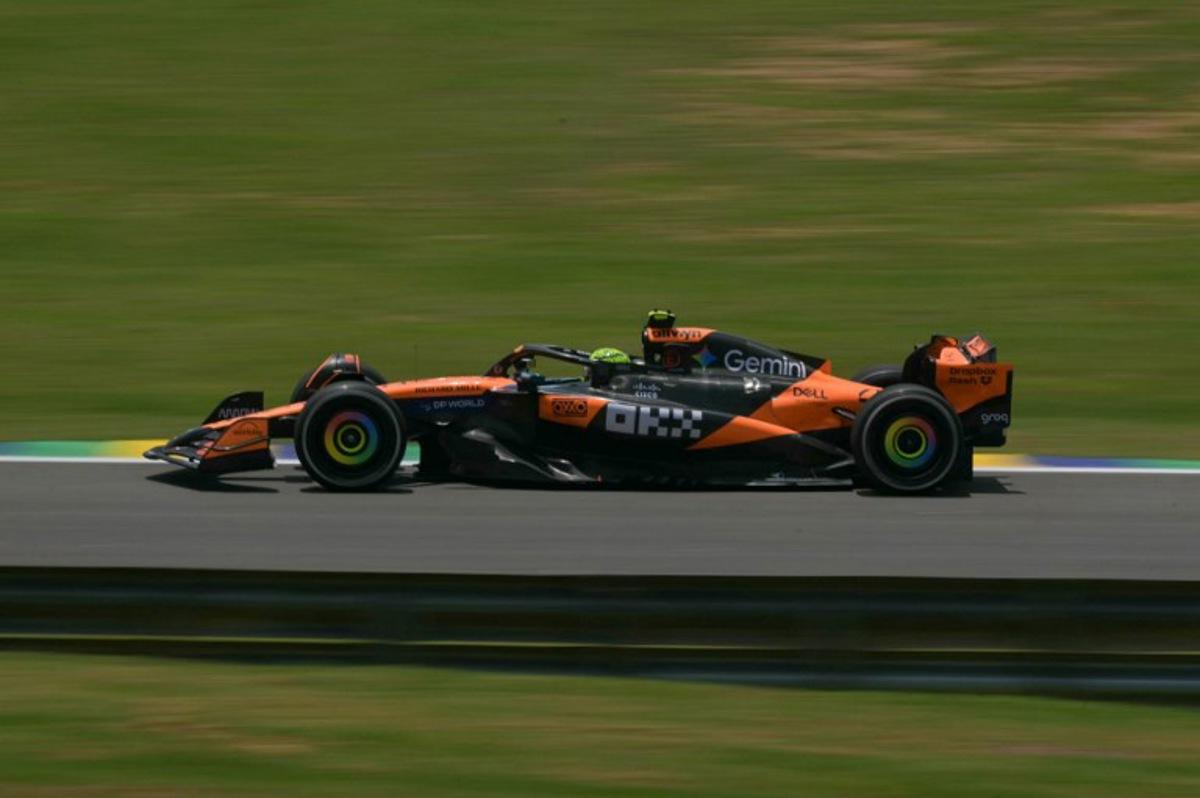 McLaren's British driver Lando Norris drives during the practice session of the Sao Paulo Formula One Grand Prix at the Jose Carlos Pace racetrack, aka Interlagos, in Sao Paulo, Brazil on November 7, 2025.  Nelson ALMEIDA / AFP