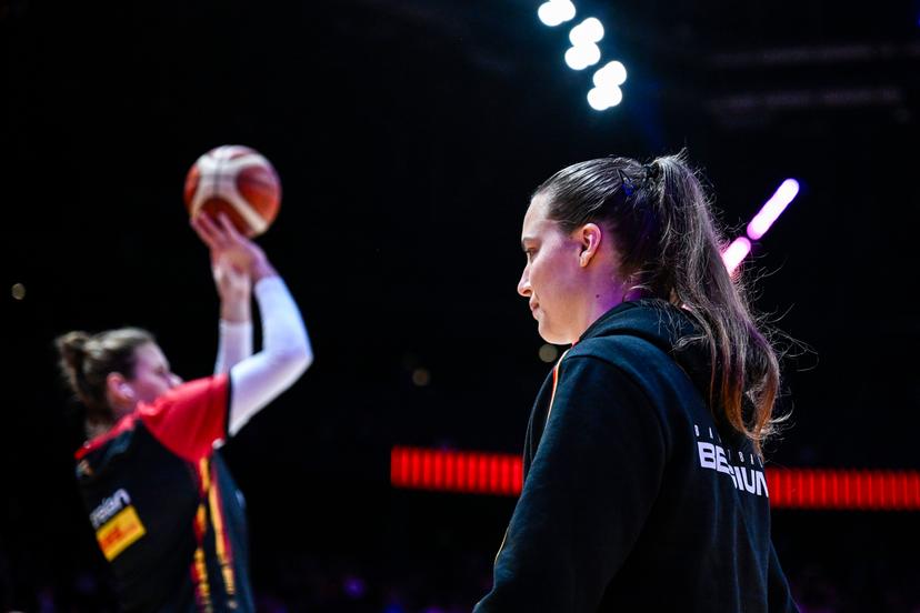 Belgium's Antonia Delaere pictured before a basketball game between Belgian national team the Belgian Cats and Lithunia, a qualification game (3/6) for the 2025 Eurobasket tournament, on Thursday 07 November 2024 in Antwerp, Belgium. BELGA PHOTO TOM GOYVAERTS