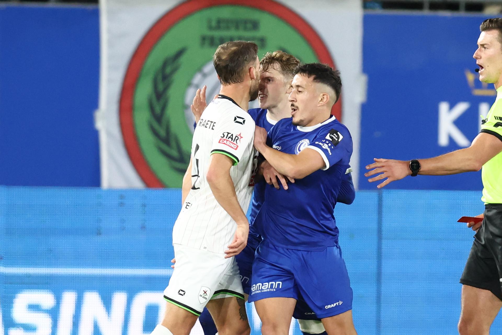 Gent's Max Dean reacts during a soccer match between Oud-Heverlee Leuven and KAA Gent, Sunday 02 November 2025 in Leuven, on day 13 of the 2025-2026 'Jupiler Pro League' first division of the Belgian championship. BELGA PHOTO BRUNO FAHY