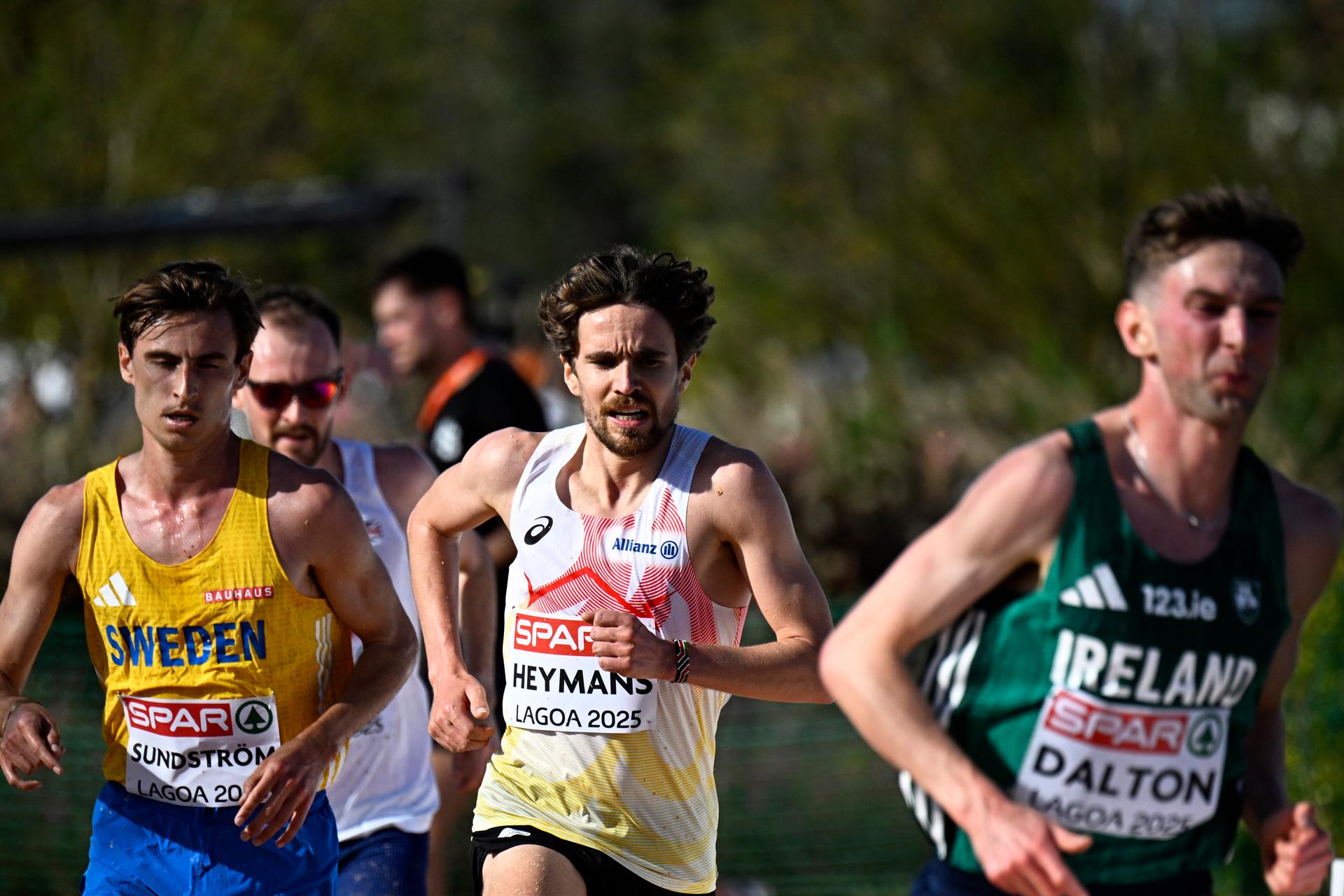 Belgian John Heymans pictured in action during the Men Elite race at the 2025 SPAR European Cross Country Championships, in Lagoa, Portugal, Sunday 14 December 2025. BELGA PHOTO JASPER JACOBS
