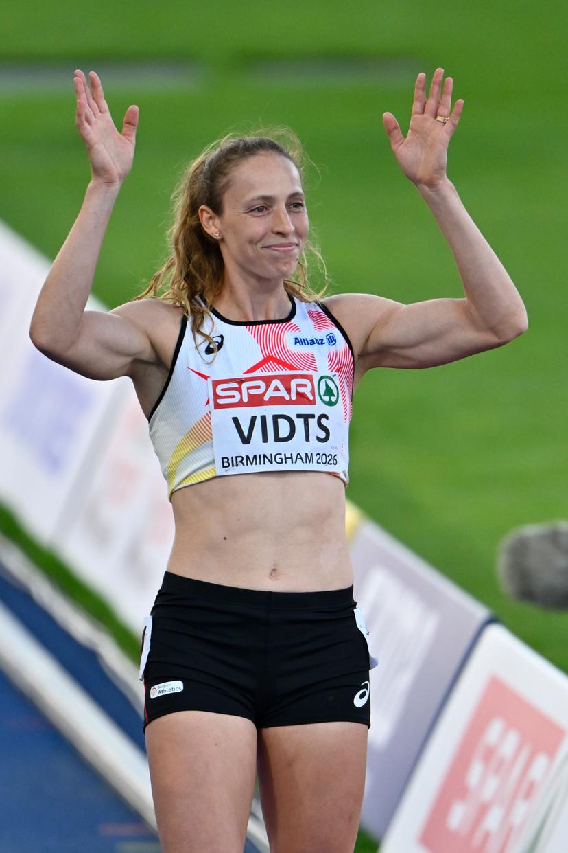 Belgian athlete Vidts Noor pictured during the 800m race of the heptathlon competition, at the European Athletics Championships (August 10-18) in Birmingham, United Kingdom, on Saturday 15 August 2026. BELGA PHOTO ERIC LALMAND