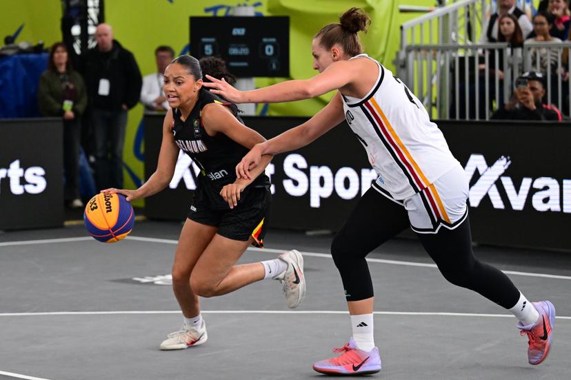 Sarah Doussou pictured during a game between Germany and Belgium, a qualifying game in Pool D at the FIBA 3x3 Europe Cup, on Friday 11 September 2026 in Antwerp. BELGA PHOTO DIRK WAEM