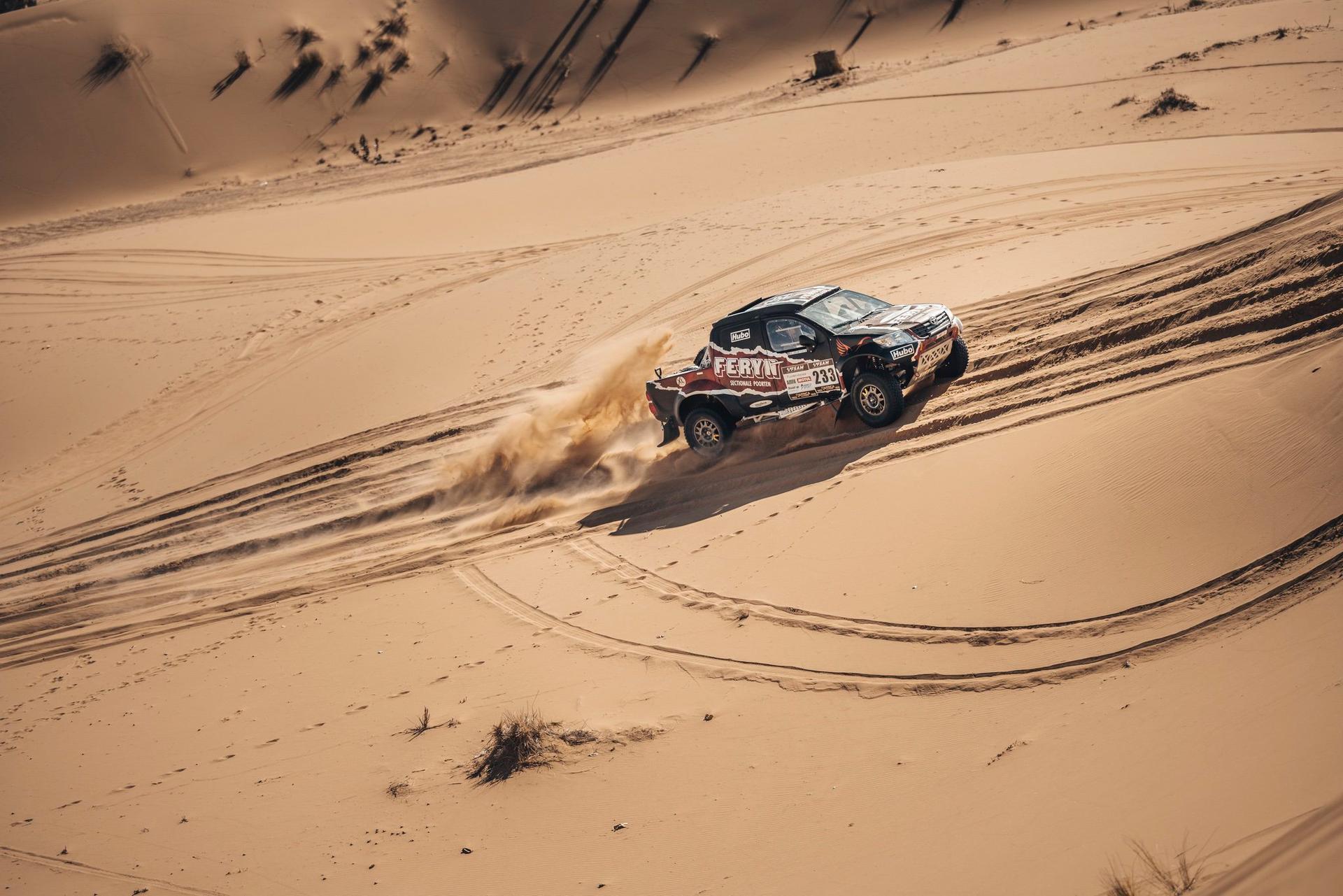 ATTENTION EDITORS - HAND OUT PICTURES - EDITORIAL USE ONLY - MANDATORY CREDIT: 'ALESSIO CORRADINI'  Hand out pictures released by Eric Dupain shows Koen Wauters and Tom De Leeuw during during stage 2 of the 2026 Africa Eco Race rally race in Baousaid, Morocco, on Tuesday 27 January 2026.  *** Belga and Belga Editorial Board decline all responsibility regarding the content of this picture. *** PHOTO HAND OUT - ALESSIO CORRADINI