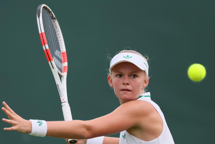 Belgian Jeline Vandromme pictured in action during a tennis match against Spanish Torner-Sensano, in the first round of the girls' singles at the 2025 Wimbledon grand slam tournament, Saturday 05 July 2025 at the All England Tennis Club, in South-West London, Britain. BELGA PHOTO BENOIT DOPPAGNE