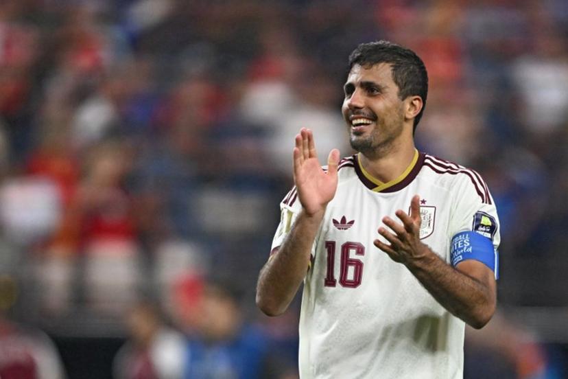 Spain's midfielder #16 Rodri celebrates after his team won the 2026 World Cup football tournament semi-final match between France and Spain at the Dallas Stadium in Arlington on July 14, 2026.   MAURO PIMENTEL / AFP