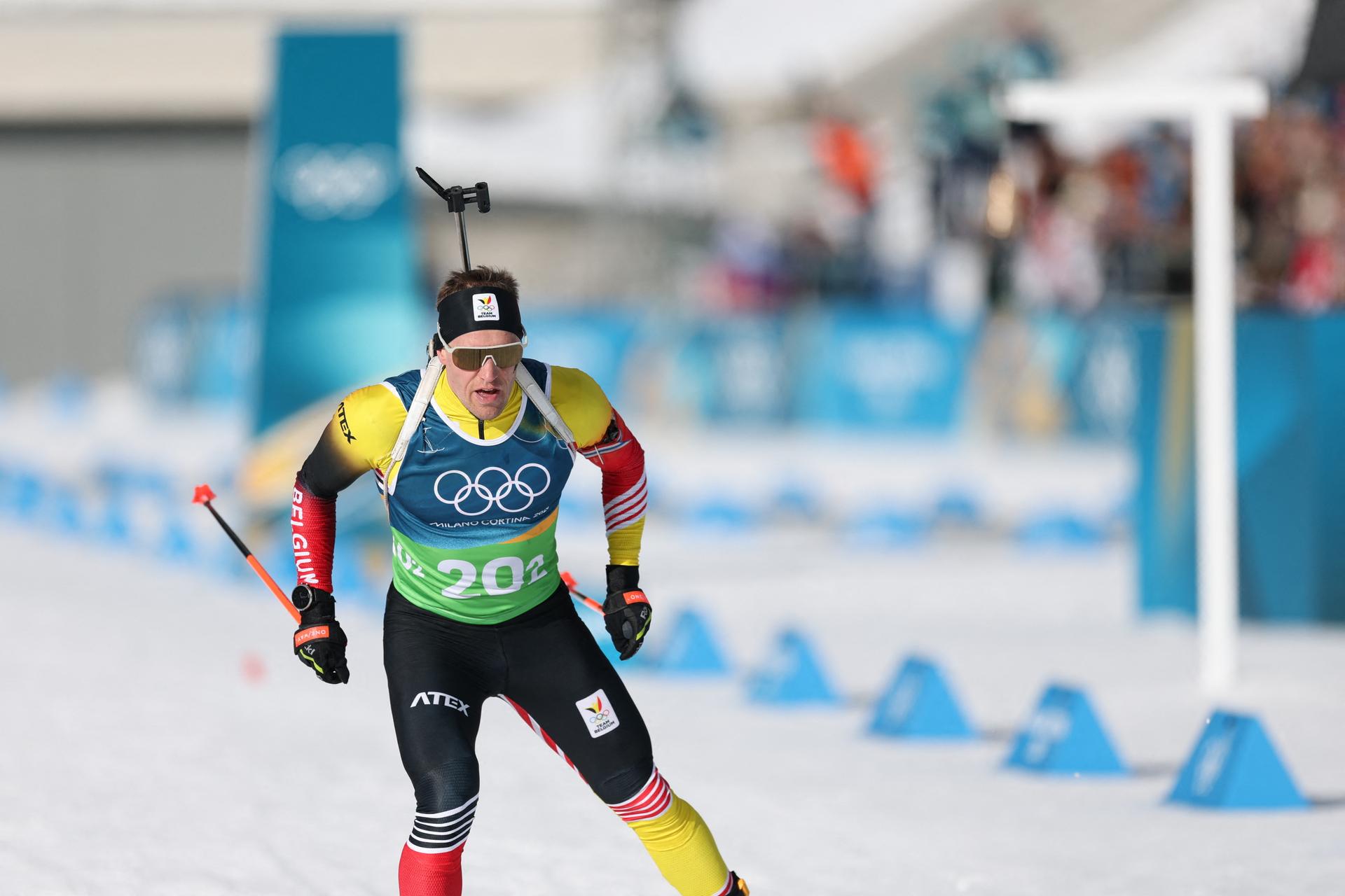 Thierry Langer during Biathlon Mixed Relay 4 x 6 km during day 2 of the 2026 Winter Olympics on February 8, 2026 in Antholz-Anterselva Biathlon Arena. Photo by Alexis Jumeau/ABACAPRESS.COM BELGIUM ONLY