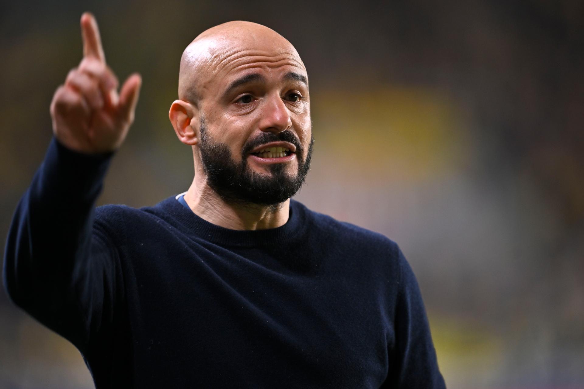 Cercle's head coach Onur Cinel reacts during a soccer match between Sint-Truidense V.V. and Cercle Brugge, Sunday 08 March 2026 in Sint-Truiden, on day 28 of the 2025-2026 'Jupiler Pro League' first division of the Belgian championship. BELGA PHOTO JOHAN EYCKENS