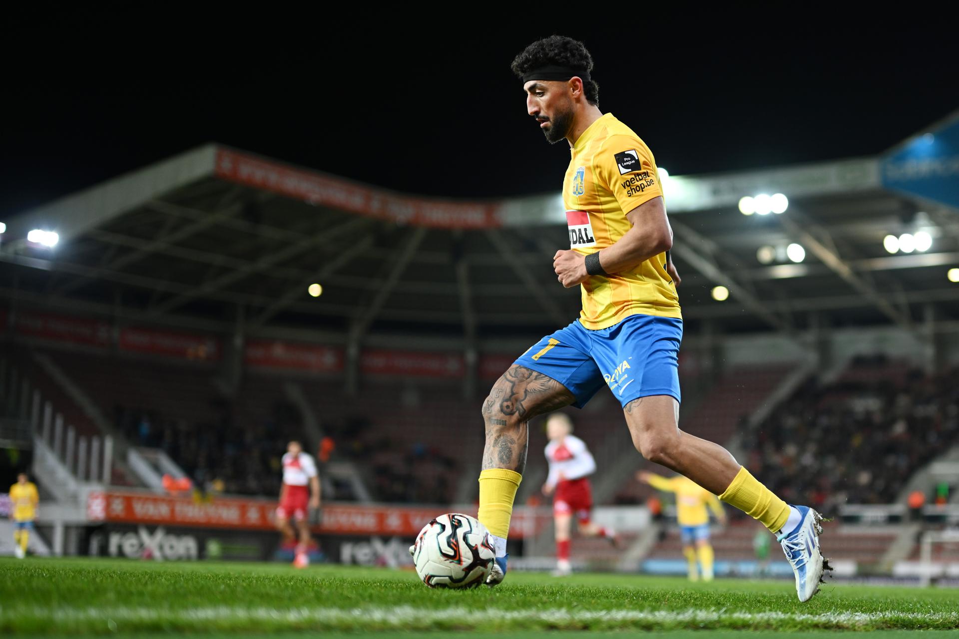 Westerlo's Allahyar Sayyadmanesh pictured in action during a soccer match between SV Zulte Waregem and KVC Westerlo, Saturday 31 January 2026 in Waregem, on day 23 of the 2025-2026 'Jupiler Pro League' first division of the Belgian championship. BELGA PHOTO MAARTEN STRAETEMANS