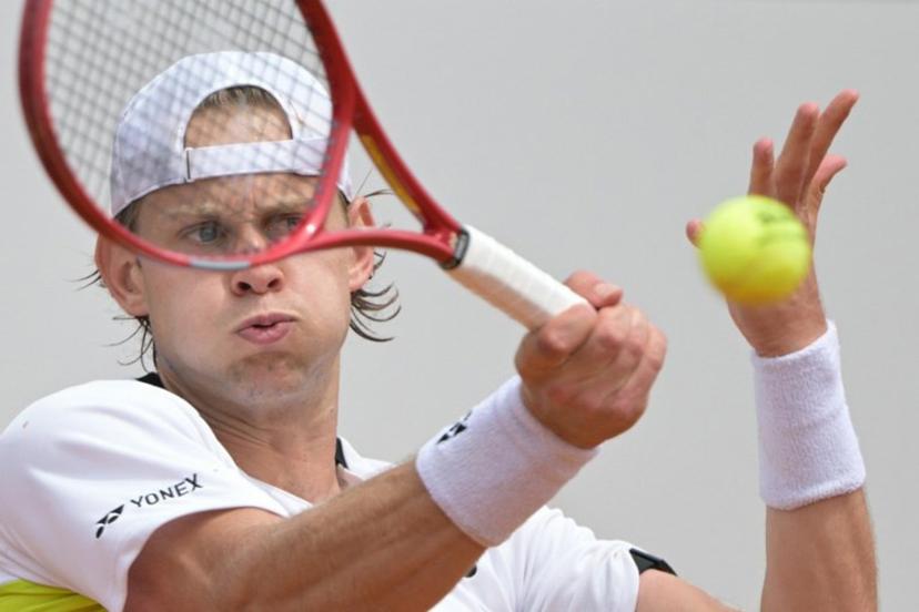 Belgium's Zizou Bergs returns the ball to France's Terence Atman during the ATP Rome Open tennis tournament at Foro Italico in Rome on May 7, 2026.   Tiziana FABI / AFP
