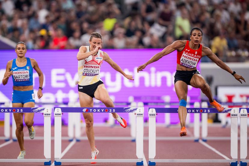 Belgian Paulien Couckuyt pictured in action during the semifinals of the 400m Hurdles women, at the World Athletics Championships in Tokyo, Japan, on Wednesday 17 September 2025.The outdoor Worlds are taking place from 13 to 21 September. BELGA PHOTO JASPER JACOBS